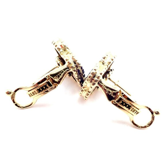 Van Cleef & Arpels 18k Yellow Gold Vintage Alhambra Blue Lapis Earrings Paper - Picture 4 of 12